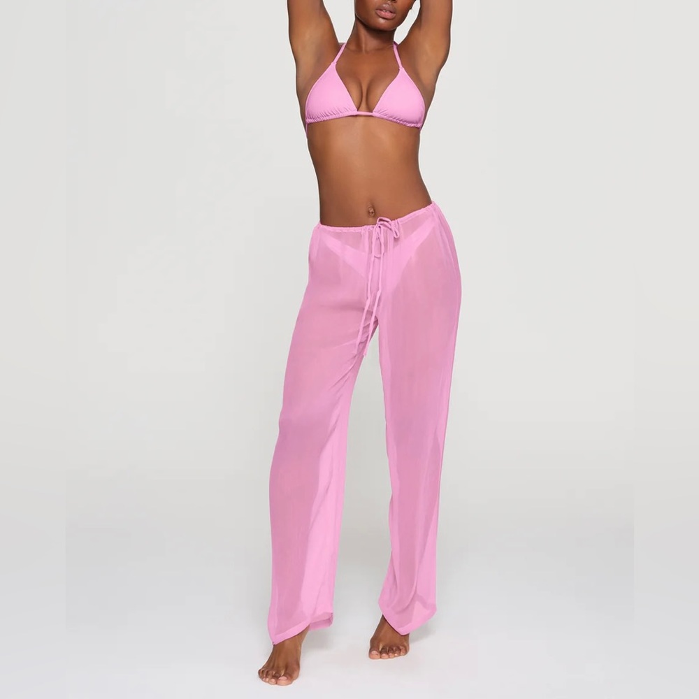 Skims Silk Chiffon Cover Up Drawstring Pant Sz XXS in Light Pink

Used once